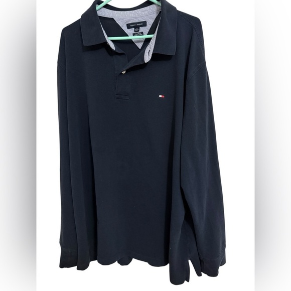 Tommy Hilfiger 3XL Rugby Polo Shirt Long Sleeve Classic Fit Navy Flag Logo - Picture 3 of 4